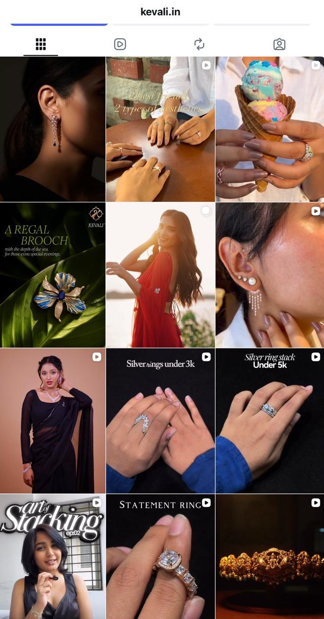 Kevali Instagram grid preview